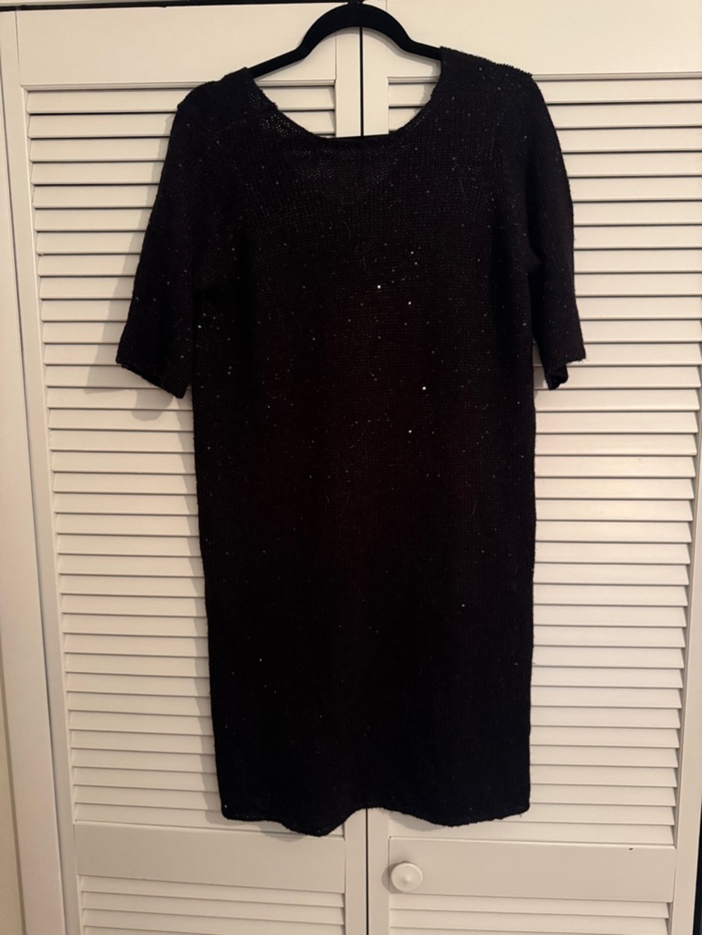 Black knit sequin dress